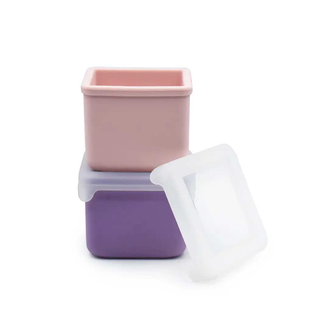 100% Silicone Snack Container - Pink + Purple