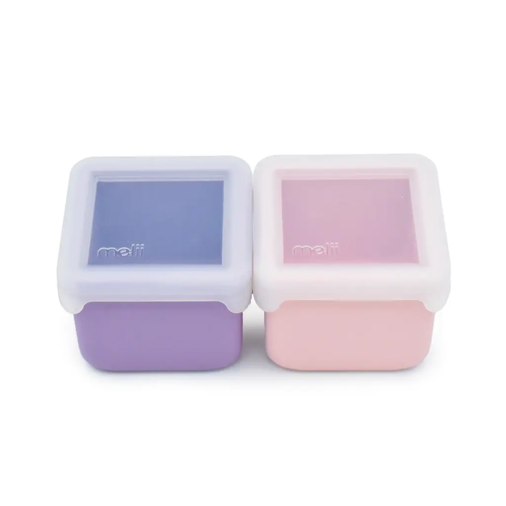 100% Silicone Snack Container - Pink + Purple