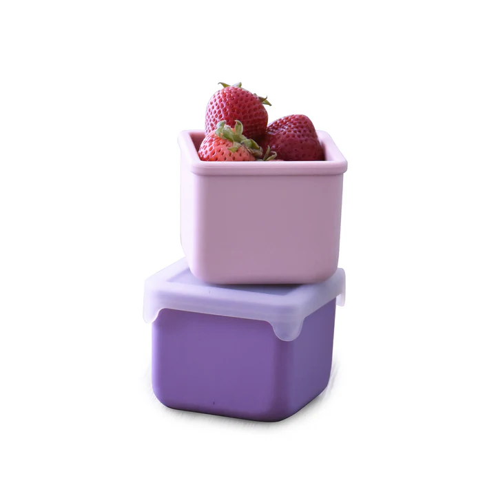 100% Silicone Snack Container - Pink + Purple