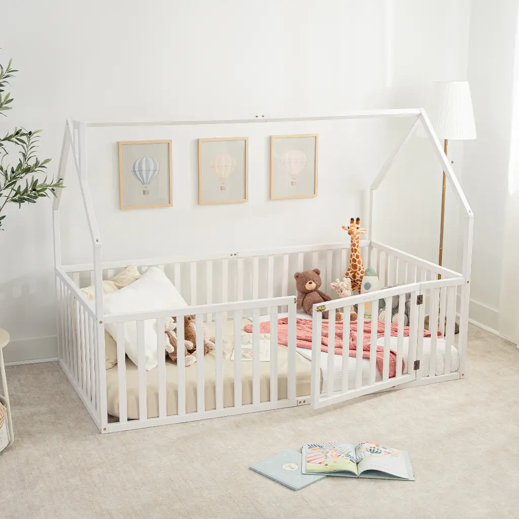 Kids House Gated Floor Bed - Twin 