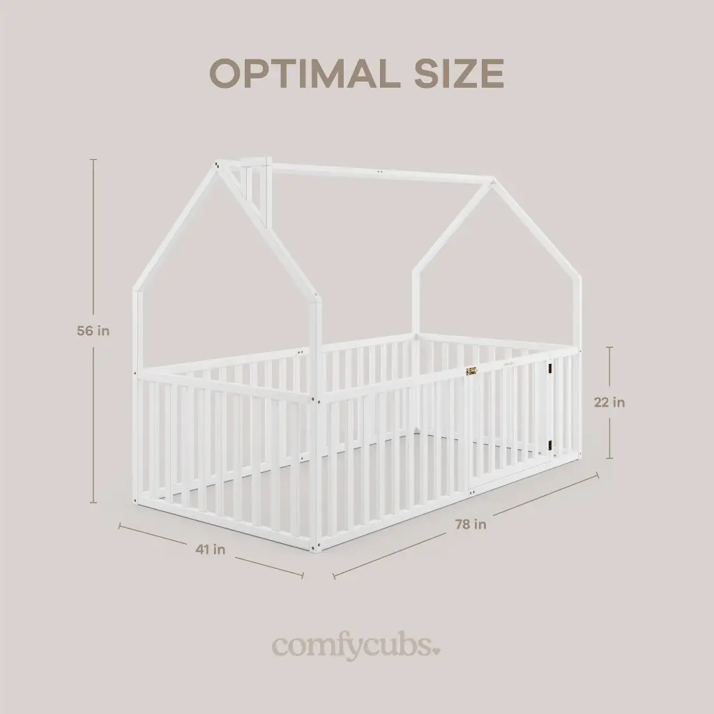 Kids House Gated Floor Bed - Twin 