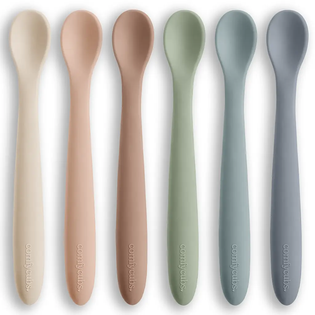 Silicone Baby Feeding Spoon, 6 Pieces, Neutral Pack
