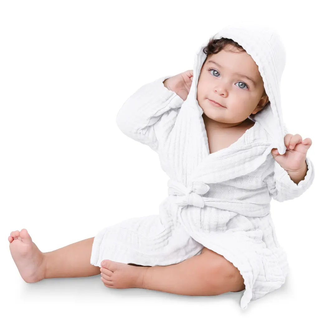 Muslin Bathrobe, 6-12 months White