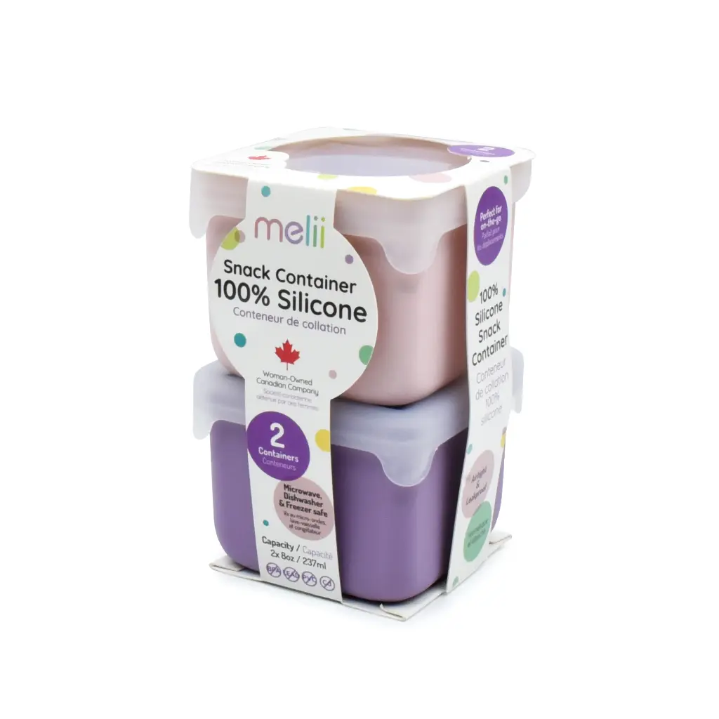 100% Silicone Snack Container - Pink + Purple