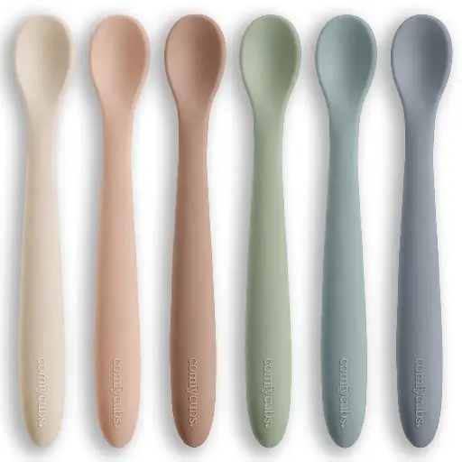 [CC-434-NEU] Silicone Baby Feeding Spoon, 6 Pieces, Neutral Pack