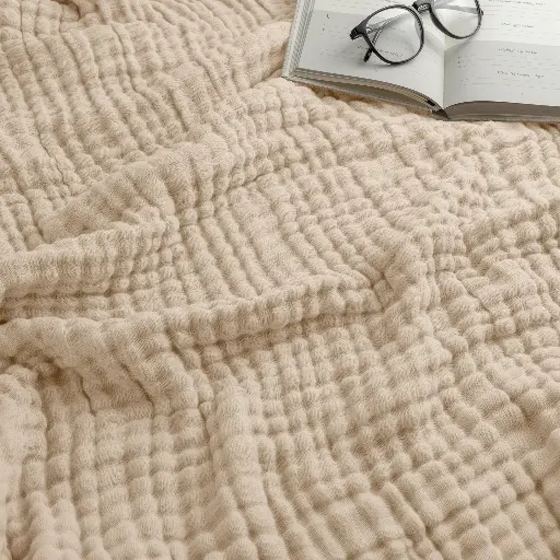 [CC-401-TWIN-CRM] Muslin Blanket, Twin - Sand