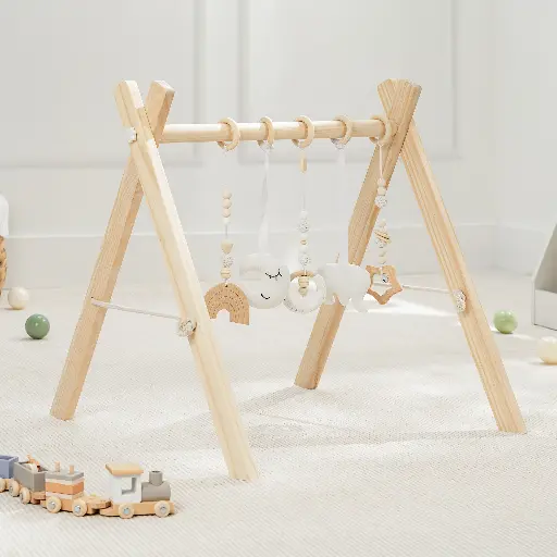 [CC-356-LW] Gimnasio de Juego para Bebé de Madera Natural